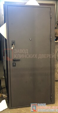 простая входная дверь с окраской серым порошковым напылением снаружи
