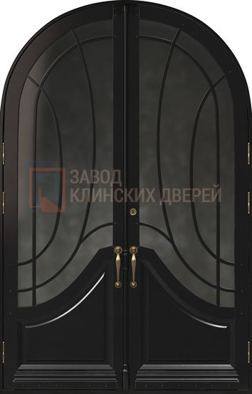 Арочная дверь с МДФ панелью с виноритом со стеклом и ковкой АР-108 с МДФ панелью с виноритом со стеклом и ковкой АР-108