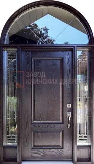 Арочная входная дверь с МДФ и витражом АР-81 с МДФ и витражом АР-81