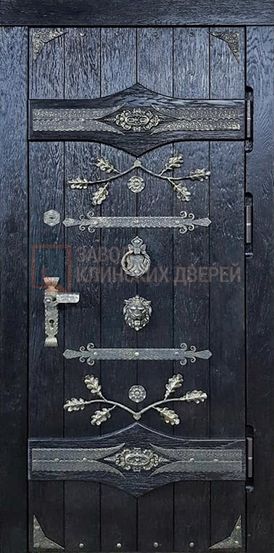 Входная металлическая дверь с массивом дуба с двух сторон и ковкой ДК-7 с массивом дуба с двух сторон и ковкой ДК-7