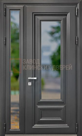 Входная дверь c порошковым напылением с металлобагетами и стеклом МТФ-27 c порошковым напылением с металлобагетами и стеклом МТФ-27