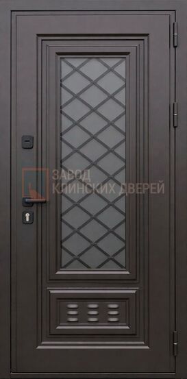 Входная дверь c порошковым напылением с металлобагетами и стеклом с ковкой МТФ-35 c порошковым напылением с металлобагетами и стеклом с ковкой МТФ-35