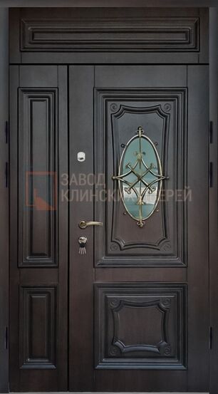 Парадная входная дверь МДФ со стеклом и ковкой ПР-107 МДФ со стеклом и ковкой ПР-107