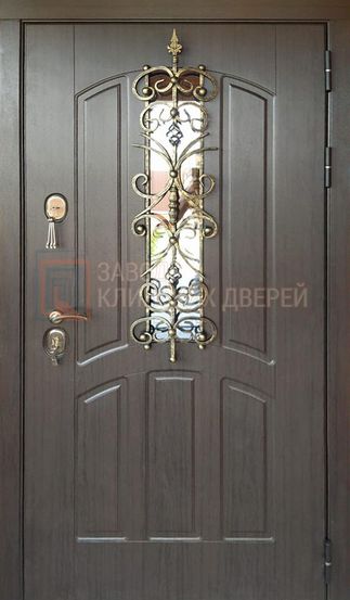 Входная металлическая дверь c МДФ со стеклом и ковкой СКВ-114 c МДФ со стеклом и ковкой СКВ-114