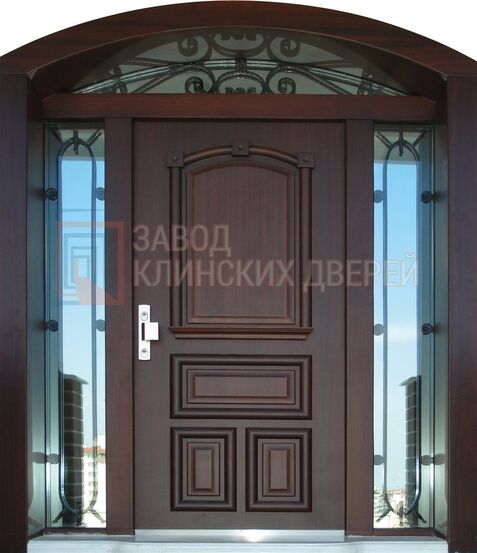 Входная дверь с МДФ со стеклом и ковкой СКВ-129 с МДФ со стеклом и ковкой СКВ-129