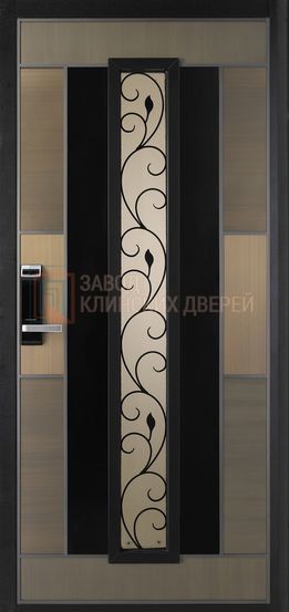 Входная металлическая дверь с МДФ с двух сторон со стеклом и ковкой СКВ-56 с МДФ с двух сторон со стеклом и ковкой СКВ-56