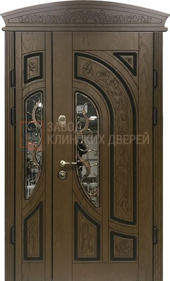 Входная металлическая дверь с МДФ с двух сторон со стеклом и ковкой СКВ-70 с МДФ с двух сторон со стеклом и ковкой СКВ-70