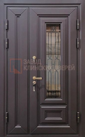 Входная металлическая дверь с порошком и МДФ внутри с багетами стеклом и ковкой СКВ-90 с порошком и МДФ внутри с багетами стеклом и ковкой СКВ-90
