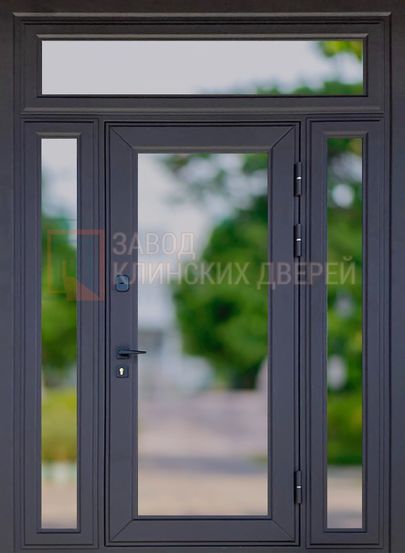 Входная металлическая дверь с порошком и МДФ внутри с багетами и стеклом СТК-37 с порошком и МДФ внутри с багетами и стеклом СТК-37