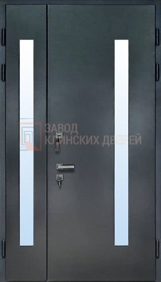 Тамбурная дверь с порошковым напылением и стеклянными вставками ТМБ-17 с порошковым напылением и стеклянными вставками ТМБ-17