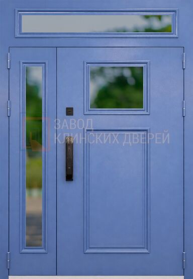 Входная дверь с порошковым напылением с металлобагетом со стеклом и умным замком УЗ-8 с порошковым напылением с металлобагетом со стеклом и умным замком УЗ-8