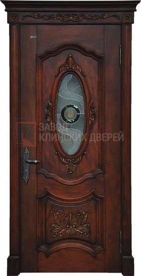 Входная дверь с массивом дерева и витражами ВТЖ-01 с массивом дерева и витражами ВТЖ-01